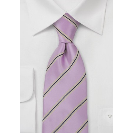Lavender-Pink Striped Mens Tie
