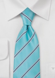 Aqua Blue Striped Mens Tie