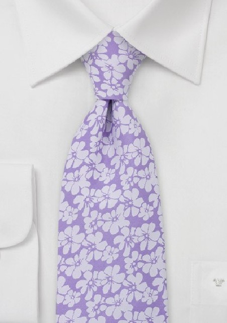 Lavender Tie with Hibiscus Flowers