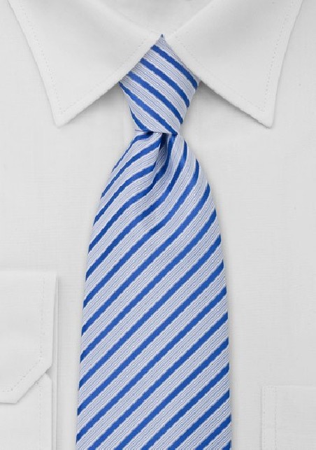 Striped Necktie in Light Blue White