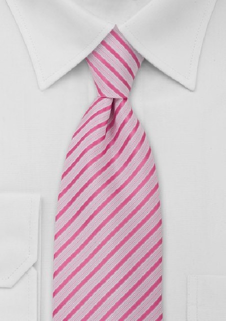 Striped Tie Hot Pink White