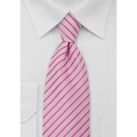 Striped Tie Hot Pink White