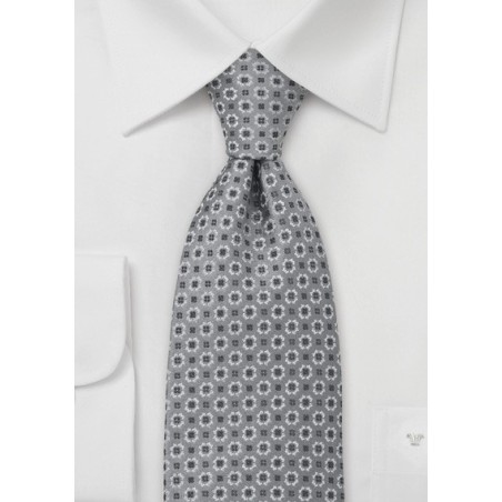Mens Silk Tie in Silver Gray