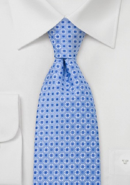Light Blue Foulard Silk Tie