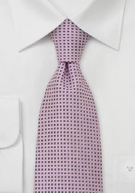 Pink and Smoke Gray Silk Tie