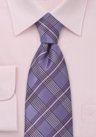 Plaid Silk Tie in Violet-Purple