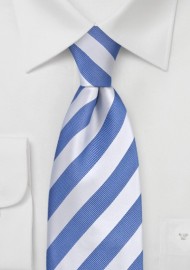 Light Blue and White Striped Kids Tie