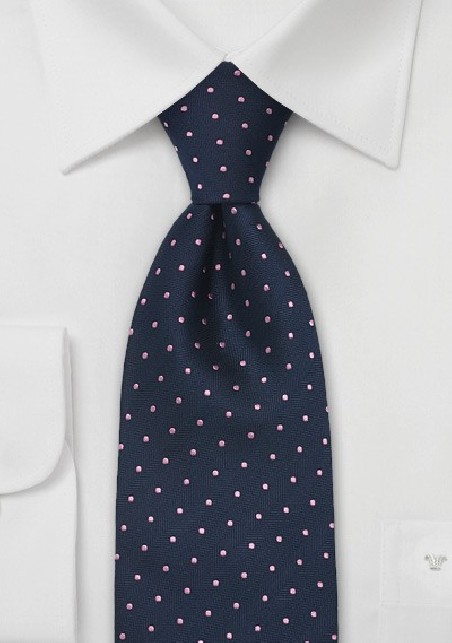 Blue Pink Polka Dot Tie in XL