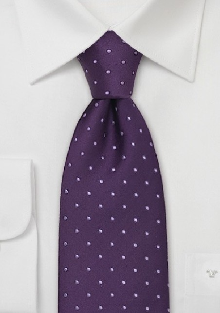 Extra Long Purple Polka Dot Tie