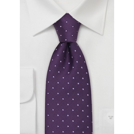 Extra Long Purple Polka Dot Tie