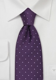 Extra Long Purple Polka Dot Tie