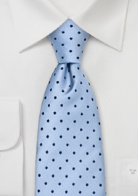 Light Blue Polka Dot Tie in XL Length