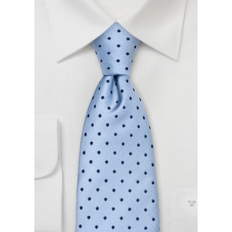 Light Blue Polka Dot Tie in XL Length