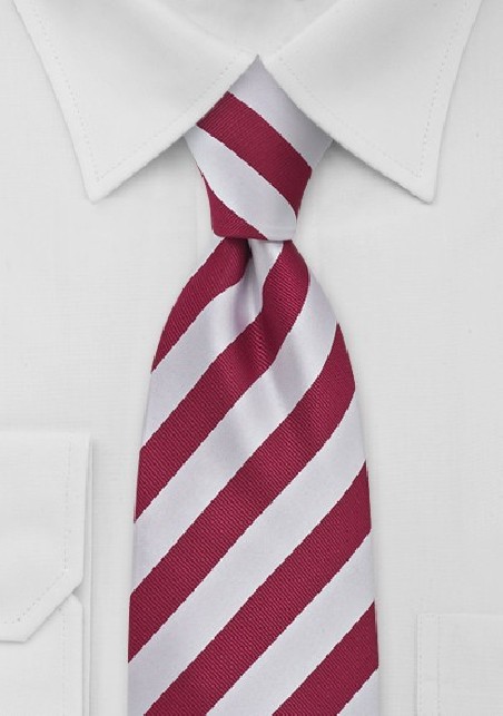 Cherry Red and White Striped Tie