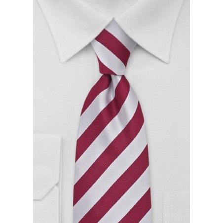 Cherry Red and White Striped Tie