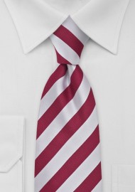 Cherry Red and White Striped Tie