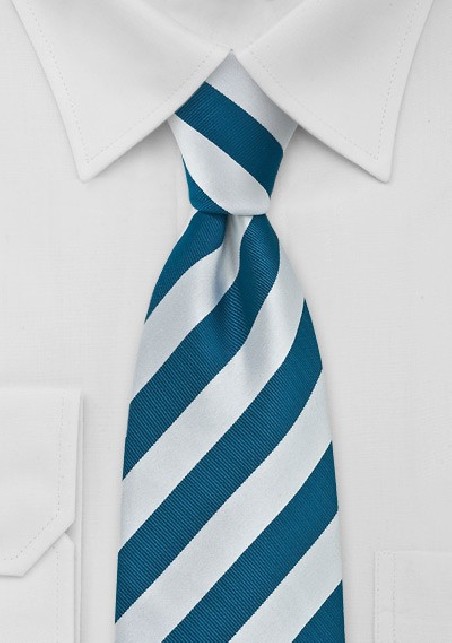 Teal and Silver Striped Necktie