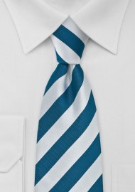 Teal and Silver Striped Necktie