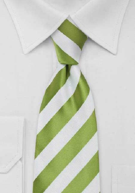 Bright Green and White Striped Tie