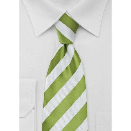 Bright Green and White Striped Tie