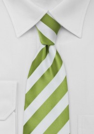 Bright Green and White Striped Tie