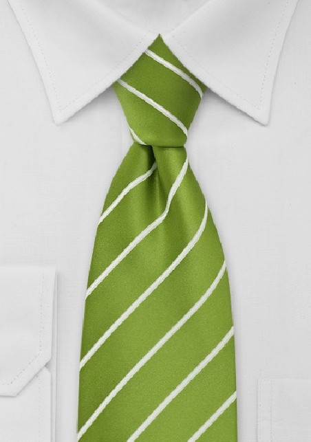 Chartreuse Green Striped Necktie
