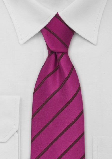 Hot Magenta Striped Mens Tie