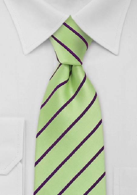 Striped Tie in Mint Green Purple