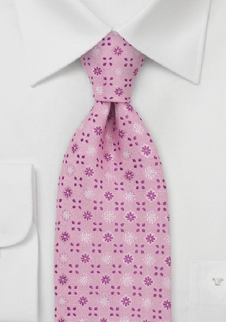 Pink Floral Mens Tie