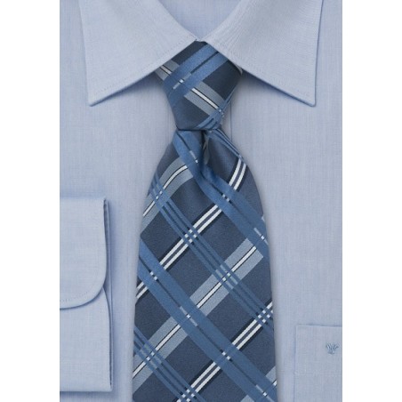 Blue Checkered Silk Tie