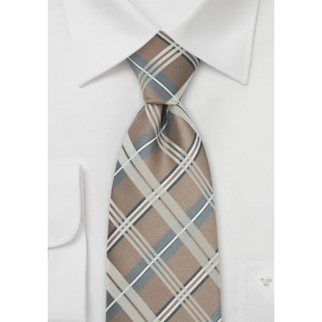 Champagne Color Check Pattern Tie