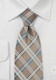 Champagne Color Check Pattern Tie
