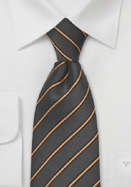 Taupe Gray and Orange Silk Tie