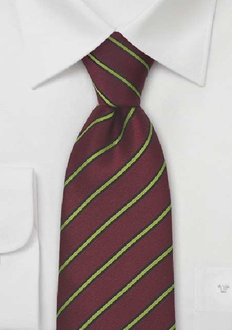 Chestnut Brown Tie Lime Green Stripes