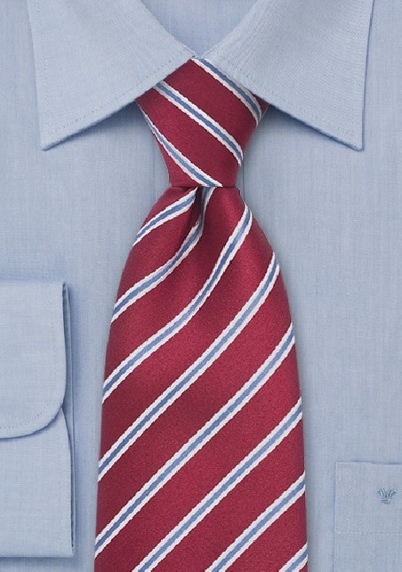 Silk Tie in Cherry-Red and Baby-Blue