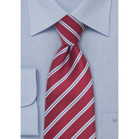 Silk Tie in Cherry-Red and Baby-Blue