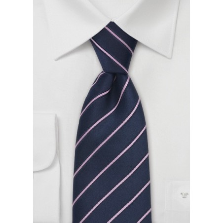 Dark Indigo Blue and Pink Tie