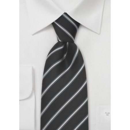 Black and Silver Striped Necktie