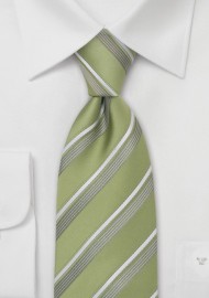 Tea-Green Striped Tie for Kids