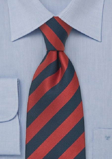 Navy Red Striped XL Necktie