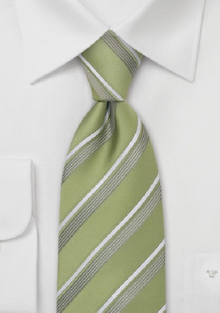 Tea-Green Striped Tie in XL