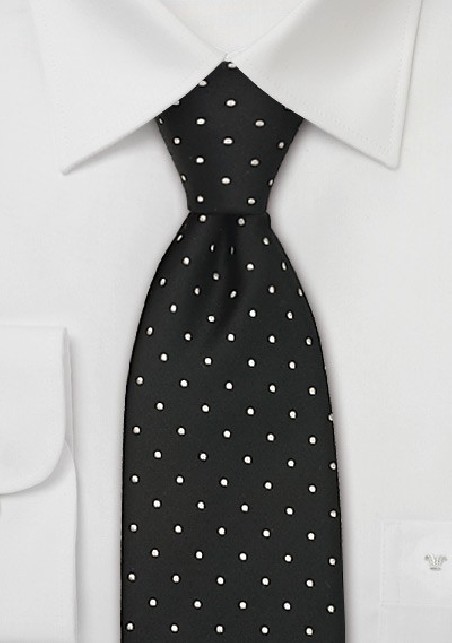 Black & White Polka Dot Tie in XL