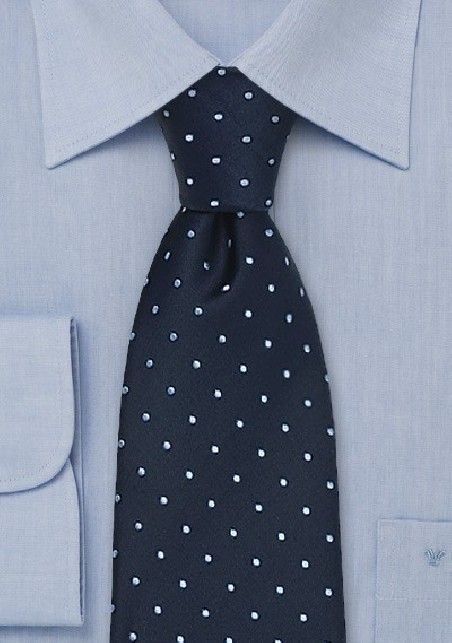 Navy Blue Polka Dot Tie in XL