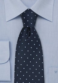 Navy Blue Polka Dot Tie in XL