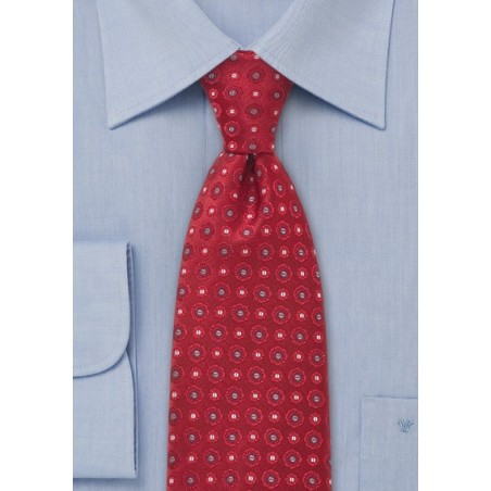Red Silver White Designer Tie
