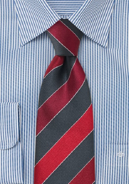 Gray and Cherry Red Necktie