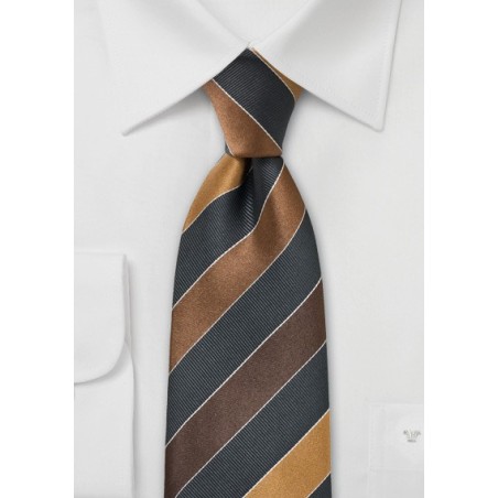 Striped Tie in Bronze, Brown, Gray
