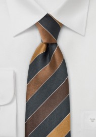 Striped Tie in Bronze, Brown, Gray