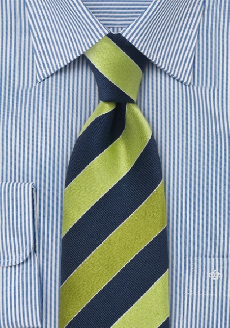 Pear Green and Navy Striped Tie