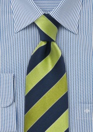 Pear Green and Navy Striped Tie